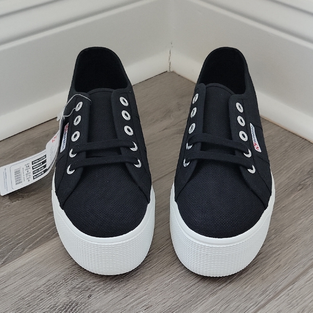 Superga Women's Black Platform Sneakers In Size 6 NIB
